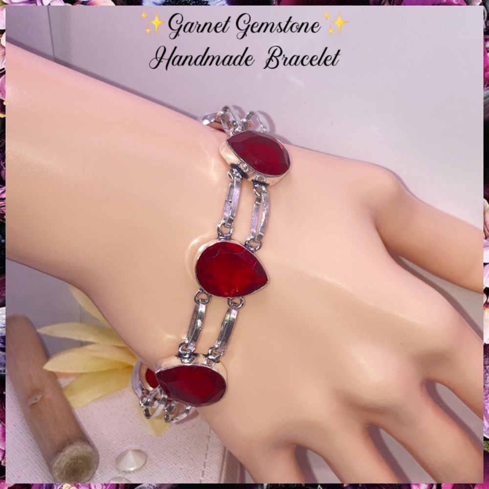 Gorgeous Garnet Gemstone Handmade Bracelet